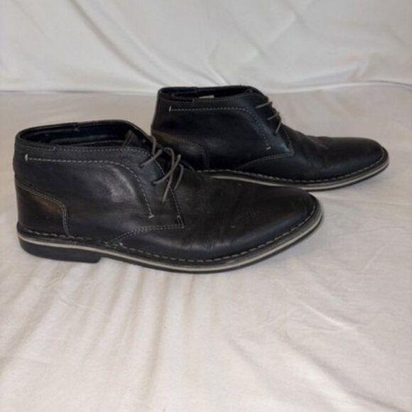 Steve Madden Mens 9.5 Chukka Ankle Boot Black Leather Harken017 - Picture 3 of 8